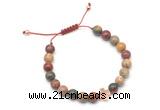 CGB9473 8mm, 10mm picasso jasper & cross hematite adjustable bracelets