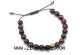 CGB9503 8mm, 10mm red tiger eye & drum hematite adjustable bracelets