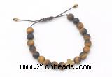 CGB9565 8mm, 10mm matte yellow tiger eye & cross hematite adjustable bracelets