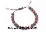 CGB9566 8mm, 10mm matte red tiger eye & cross hematite adjustable bracelets