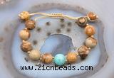 CGB9705 12mm round picture jasper & amazonite adjustable bracelets