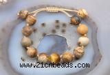 CGB9708 12mm round picture jasper & golden tiger eye adjustable bracelets