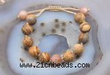 CGB9720 12mm round picture jasper & moonstone adjustable bracelets