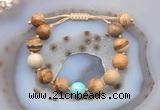 CGB9729 12mm round picture jasper & blue sea sediment jasper adjustable bracelets