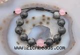 CGB9800 12mm round black labradorite & candy jade adjustable bracelets