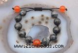 CGB9803 12mm round black labradorite & candy jade adjustable bracelets