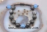 CGB9806 12mm round black labradorite & candy jade adjustable bracelets