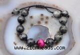 CGB9814 12mm round black labradorite & red tiger eye adjustable bracelets