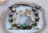 CGB9819 12mm round black labradorite & green tiger eye adjustable bracelets