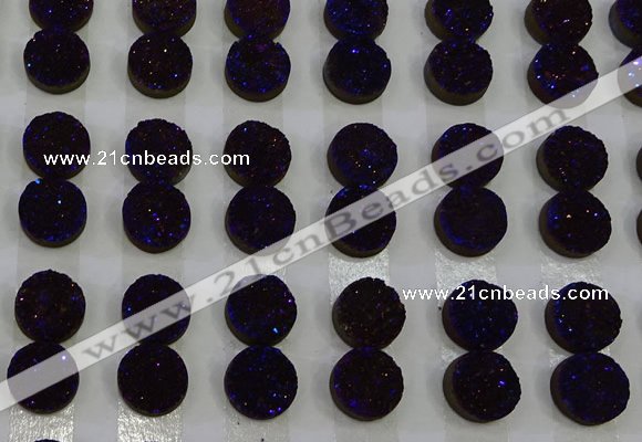 CGC106 12mm flat round druzy quartz cabochons wholesale
