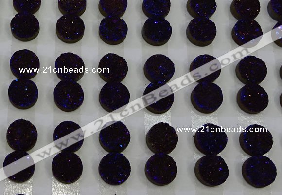 CGC106 12mm flat round druzy quartz cabochons wholesale