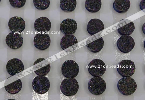 CGC110 12mm flat round druzy quartz cabochons wholesale