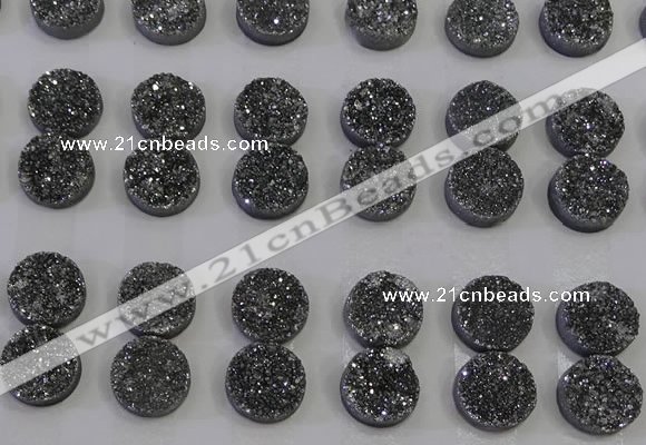 CGC113 14mm flat round druzy quartz cabochons wholesale