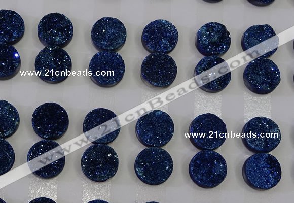 CGC114 14mm flat round druzy quartz cabochons wholesale