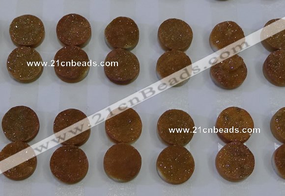 CGC115 14mm flat round druzy quartz cabochons wholesale