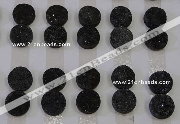 CGC116 14mm flat round druzy quartz cabochons wholesale