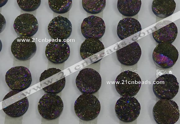 CGC123 16mm flat round druzy quartz cabochons wholesale
