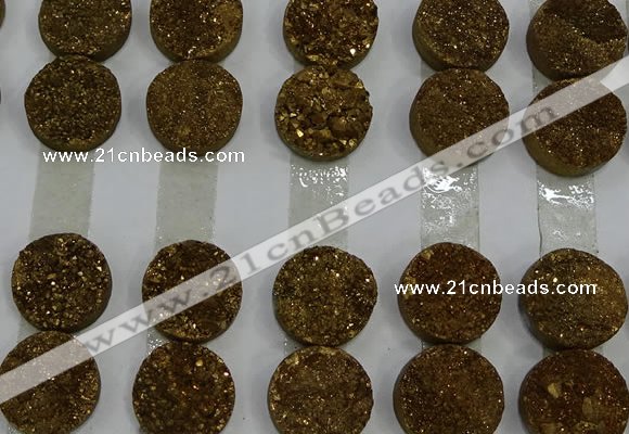 CGC130 18mm flat round druzy quartz cabochons wholesale