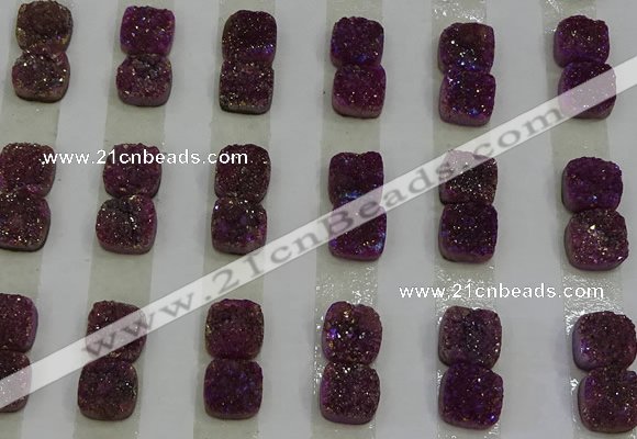 CGC214 10*10mm square druzy quartz cabochons wholesale