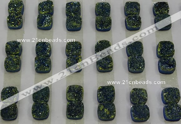 CGC218 10*10mm square druzy quartz cabochons wholesale