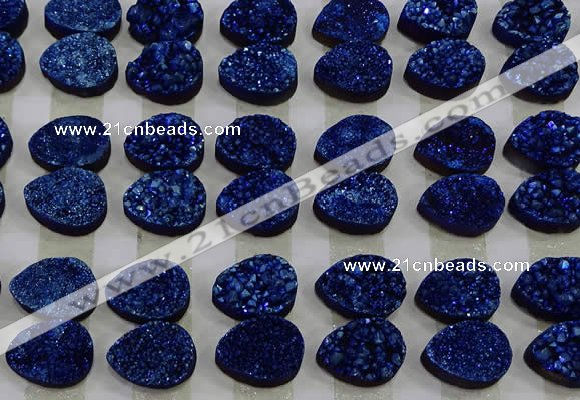 CGC240 12*16mm flat teardrop druzy quartz cabochons wholesale