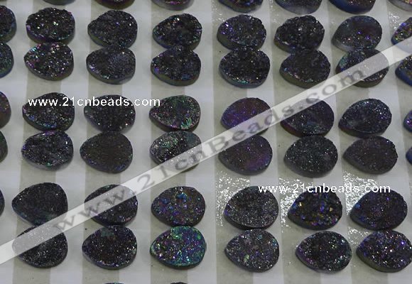 CGC245 12*16mm flat teardrop druzy quartz cabochons wholesale