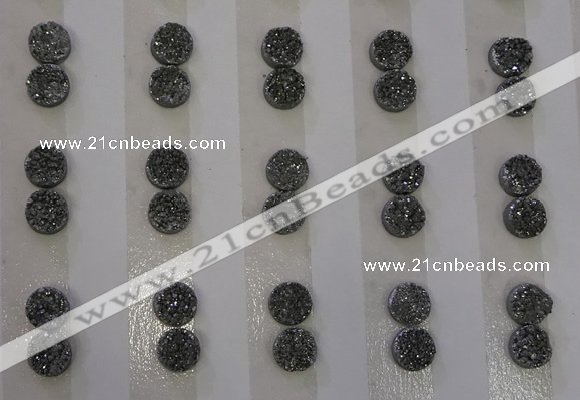 CGC72 6mm flat round druzy quartz cabochons wholesale