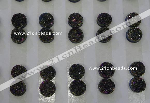 CGC92 10mm flat round druzy quartz cabochons wholesale