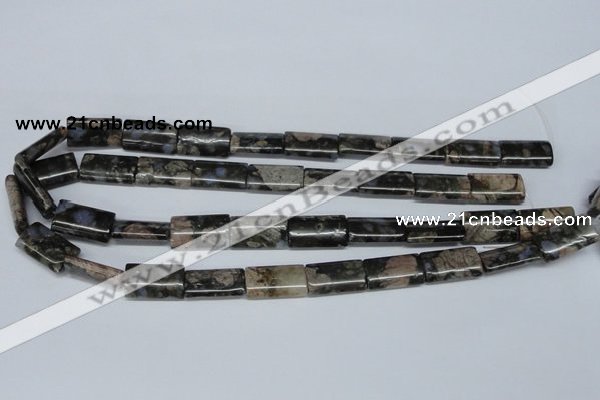 CGE06 15.5 inches 12*20mm flat tube glaucophane gemstone beads