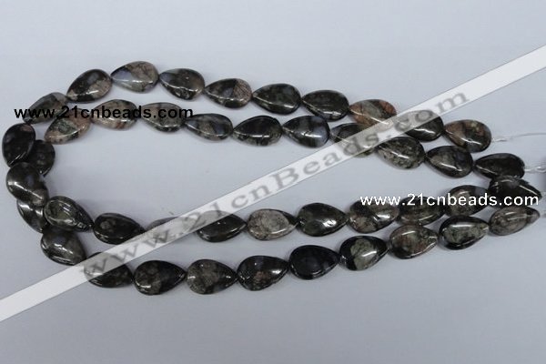 CGE07 15.5 inches 13*18mm flat teardrop glaucophane gemstone beads