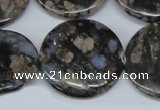 CGE10 15.5 inches 30mm flat round glaucophane gemstone beads