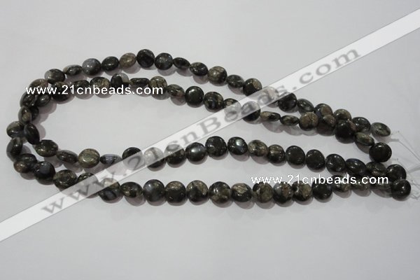 CGE122 15.5 inches 10mm flat round glaucophane gemstone beads