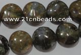 CGE125 15.5 inches 15mm flat round glaucophane gemstone beads