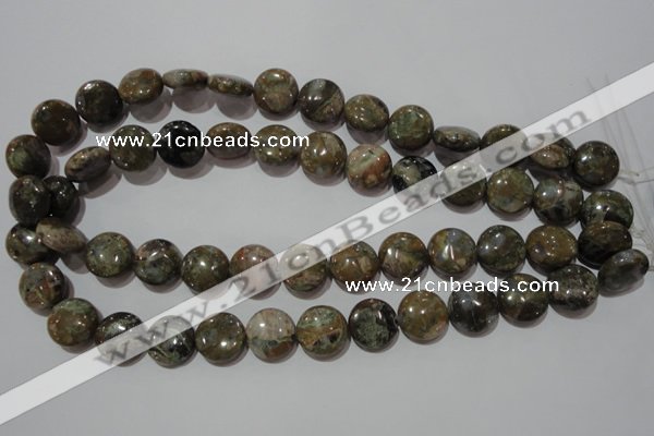 CGE125 15.5 inches 15mm flat round glaucophane gemstone beads