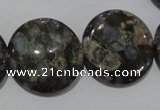 CGE128 15.5 inches 25mm flat round glaucophane gemstone beads