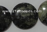 CGE129 15.5 inches 30mm flat round glaucophane gemstone beads