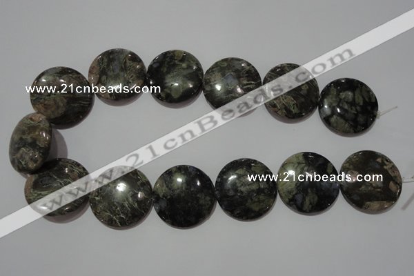 CGE129 15.5 inches 30mm flat round glaucophane gemstone beads