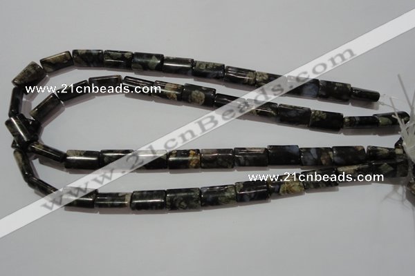 CGE168 15.5 inches 10*16mm flat tube glaucophane gemstone beads