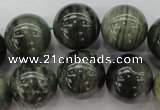 CGH07 15.5 inches 16mm round green hair stone beads wholesale