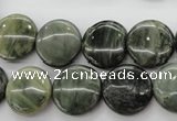 CGH17 15.5 inches 10mm flat round green hair stone beads wholesale