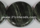 CGH25 15.5 inches 40mm flat round green hair stone beads