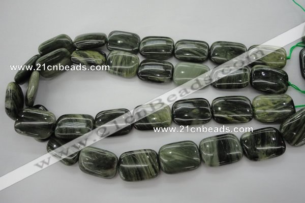 CGH26 15.5 inches 10*14mm rectangle green hair stone beads wholesale