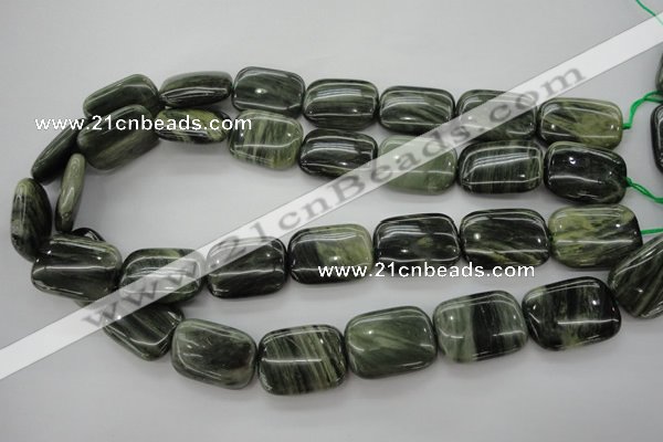 CGH27 15.5 inches 12*16mm rectangle green hair stone beads wholesale