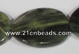 CGH40 15.5 inches 30*40mm twisted oval green hair stone beads