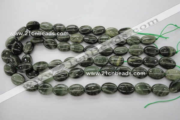 CGH43 15.5 inches 10*14mm oval green hair stone beads wholesale