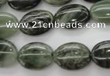 CGH44 15.5 inches 12*16mm oval green hair stone beads wholesale