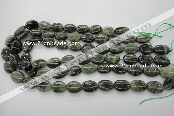 CGH45 15.5 inches 13*18mm oval green hair stone beads wholesale