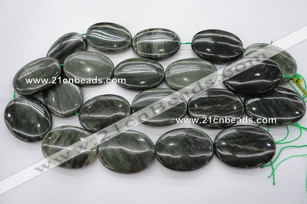 CGH50 15.5 inches 30*40mm oval green hair stone beads wholesale