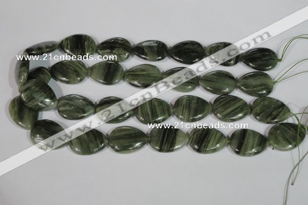 CGH56 15.5 inches 18*25mm flat teardrop green hair stone beads