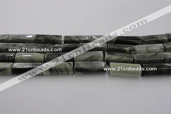 CGH60 15.5 inches 15*22mm faceted tube green hair stone beads